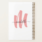 モダンバラホワイトモノグラムイニシャル事業名 ノートブック (裏面)