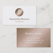 モダンバラミニマル金ゴールドサークルホワイトモノグラム 名刺 (正面/裏面)