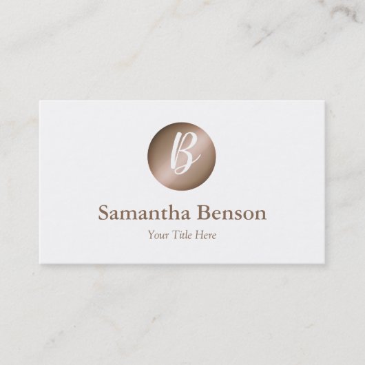 モダンバラミニマル金ゴールドサークルホワイトモノグラム 名刺 (正面)