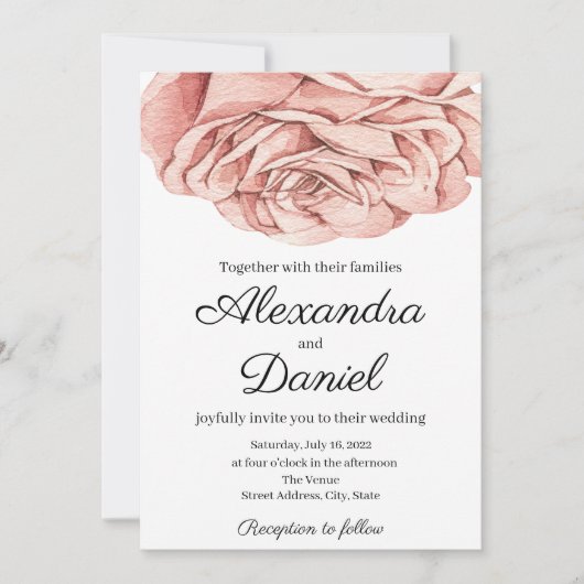 モダンバラ結婚式招待状 招待状 (正面)