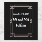 モダンバラ縁ど金ゴールドの黒ワインラベル ワインラベル (シングルラベル)