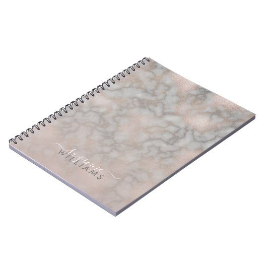モダンバラ金ゴールドとグレイエレガント大理石 ノートブック (左側)