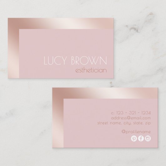 モダンバラ金ゴールドとピンクエステティシャン 名刺 (正面/裏面)