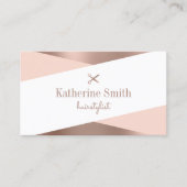 モダンバラ金ゴールドとピンクハサミ美容師 名刺 (正面)