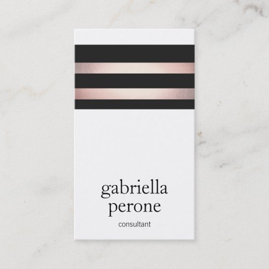 モダンバラ金ゴールドと黒ストライプ色 名刺 (正面)