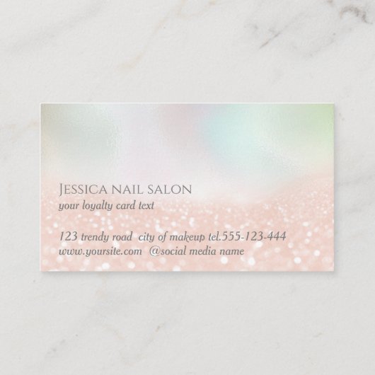 モダンバラ金ゴールドの爪、 ネイル拡張 名刺 (裏面)