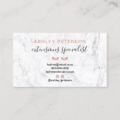 モダンバラ金ゴールドまつ毛トレンディー白大理石 名刺 (裏面)