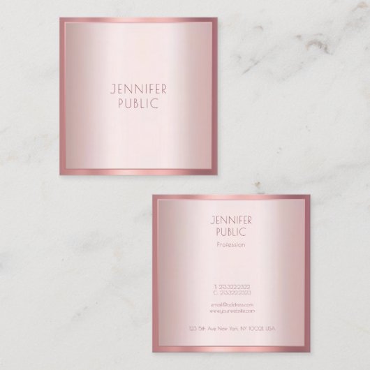 モダンバラ金ゴールドエレガントミニマルテンプレート傾向 スクエア名刺 (正面/裏面)