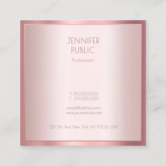 モダンバラ金ゴールドエレガントミニマルテンプレート傾向 スクエア名刺 (裏面)