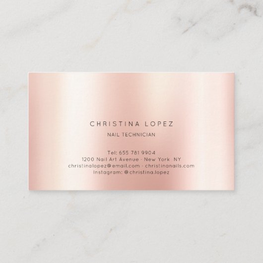 モダンバラ金ゴールドエレガント金属爪、 ネイルスクリプト 名刺 (裏面)