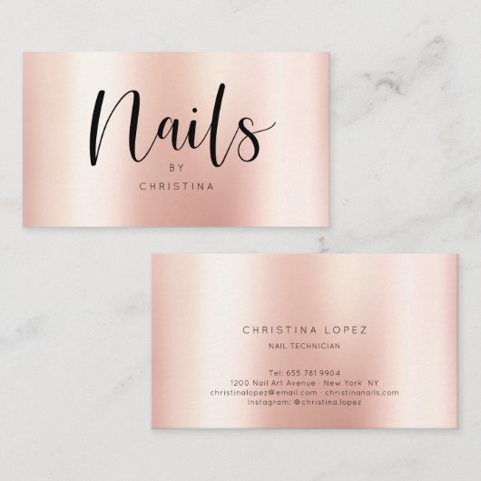 モダンバラ金ゴールドエレガント金属爪、 ネイルスクリプト 名刺 (正面/裏面)