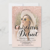 モダンバラ金ゴールドグラデーショングリッター写真18回目 招待状 (正面)