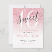 モダンバラ金ゴールドグラデーショングリッター16誕生日 招待状 (正面)