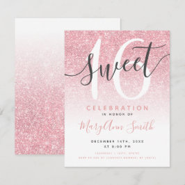 モダンバラ金ゴールドグラデーショングリッター16誕生日 招待状