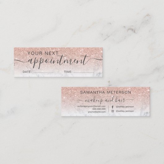 モダンバラ金ゴールドグラデーション赤面アポイントメント スキニー名刺 (正面/裏面)