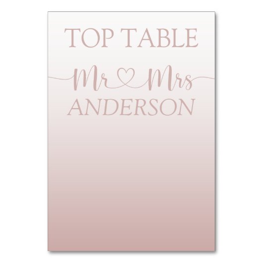 モダンバラ金ゴールドグラデ結婚ーションの上表 テーブルナンバー (正面)