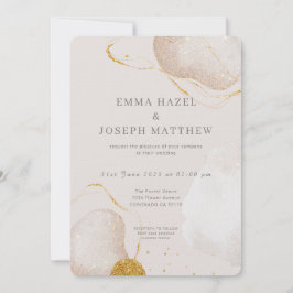モダンバラ金ゴールドグラム結婚式招待状 招待状