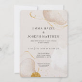 モダンバラ金ゴールドグラム結婚式招待状 招待状 (正面)