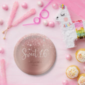 モダンバラ金ゴールドグリッタースウィート16 ペーパープレート (パーティー)