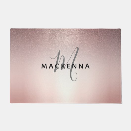 モダンバラ金ゴールドグリッターチックモガーリーノグラム名 ドアマット (正面)