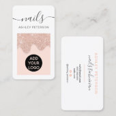 モダンバラ金ゴールドグリッタードリップピンク爪、 ネイルスクリプト 名刺 (正面/裏面)