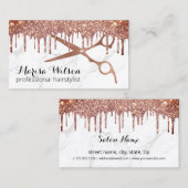 モダンバラ金ゴールドグリッタードリップ大理石ヘアスタイリスト 名刺 (正面/裏面)