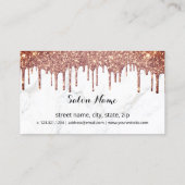 モダンバラ金ゴールドグリッタードリップ大理石ヘアスタイリスト 名刺 (裏面)