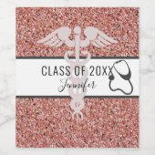 モダンバラ金ゴールドグリッターナース卒業カスタム ワインラベル (シングルラベル)