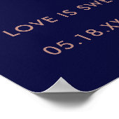 モダンバラ金ゴールドグリッターネイビー結婚ブルーウェルカム ポスター (角)