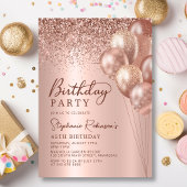 モダンバラ金ゴールドグリッターバルーン45th誕生日 招待状