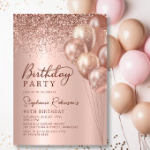 モダンバラ金ゴールドグリッターバルーン90誕生日 招待状