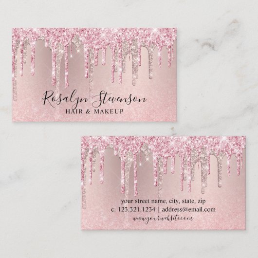 モダンバラ金ゴールドグリッターヘア&メイクアップ 名刺 (正面/裏面)