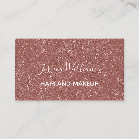 モダンバラ金ゴールドグリッターホワイトスクリプトヘアメイクアップ 名刺 (正面)