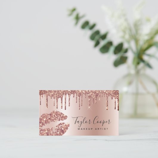 モダンバラ金ゴールドグリッターメイクアップアーティスト 名刺 (スタンド正面)