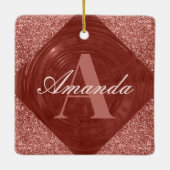 モダンバラ金ゴールドグリッターモノグラガーリーム セラミックオーナメント (裏面)