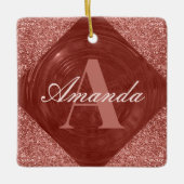 モダンバラ金ゴールドグリッターモノグラガーリーム セラミックオーナメント (正面)