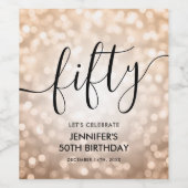 モダンバラ金ゴールドグリッターライト50th誕生日 ワインラベル (シングルラベル)