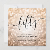 モダンバラ金ゴールドグリッターライト50th誕生日 招待状 (正面)