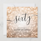モダンバラ金ゴールドグリッターライト60th誕生日 招待状 (正面)