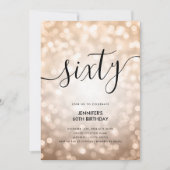 モダンバラ金ゴールドグリッターライト60th誕生日 招待状 (正面)