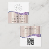 モダンバラ金ゴールドグリッターロゴQRコード スクエア名刺 (正面/裏面)