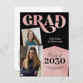 モダンバラ金ゴールドグリッター写真部卒業 案内ポストカード (正面/裏面)