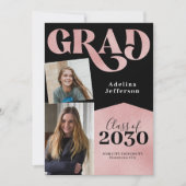 モダンバラ金ゴールドグリッター写真部卒業 案内状 (正面)