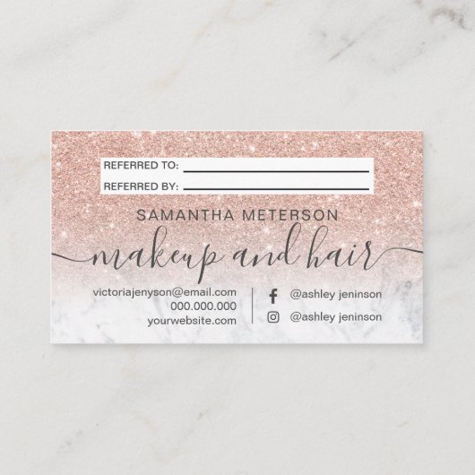 モダンバラ金ゴールドグリッター大理石グラデーションプロフェッショナル 紹介カード (裏面)