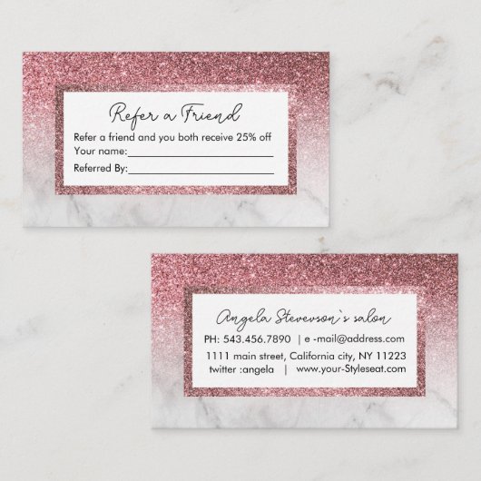 モダンバラ金ゴールドグリッター大理石紹介カード 名刺 (正面/裏面)