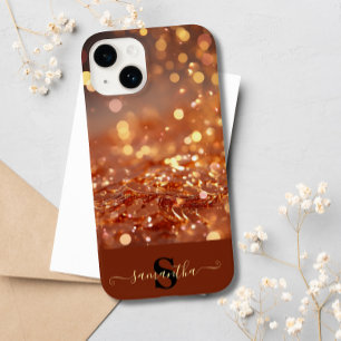 モダンバラ金ゴールドグリッター宝石モノグラムの Case-Mate iPhone 14ケース