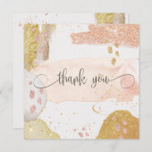 モダンバラ金ゴールドグリッター水彩サンキューカード サンキューカード (正面/裏面)