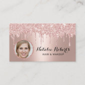 モダンバラ金ゴールドグリッター美しいサロン写真 名刺 (正面)