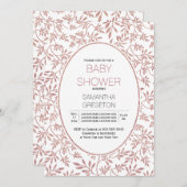 モダンバラ金ゴールドグリッター葉トレンディーベビーシャワー 招待状 (正面/裏面)