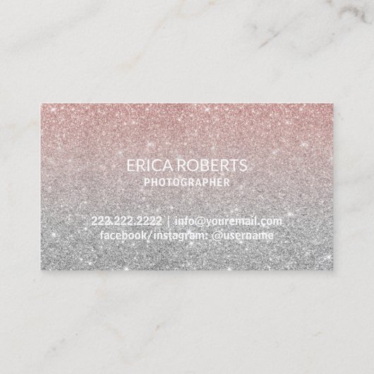 モダンバラ金ゴールドグリッター金ゴールドカメラ撮影 名刺 (裏面)